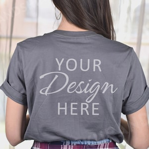 Bella Canvas 3001 Mockup, Asphalt Back Mockup 3001, Back Tshirt Model Mockup,  Asphalt Bella Canvas 3001 Back, Bella Canvas Back Model Mock