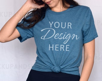 Bella Canvas 3001 Mockup, Heather Deep Teal 3001 Mockup, Bella Canvas Model Mockup, Tshirt Mockup 3001, Heather Deep Teal Bella Canvas 3001