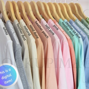 Carta de colores Bella Canvas 3001, Carta de camisetas unisex heavy jersey, Carta de colores múltiples, Colores de lienzo 3001, Camisetas colgantes de carta de colores