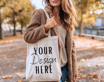 Tote Bag Mockup, Natural Canvas Tote Bag Mock, Sublimation Tote Bag Mock-up, Pod Mockup, Port Authority B150, White Shopping Bag Mock-up