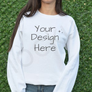 Gildan 18000 Mockup, Gildan White Sweatshirt Mockup, Sweatshirt Model Mockup, White Gildan Crewneck Mockups, Heavy Blend Sweater