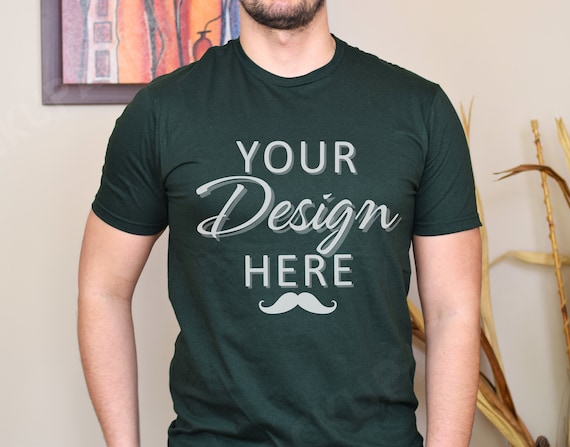 Gildan 64000 Mockup, maglietta verde foresta Mockup da uomo