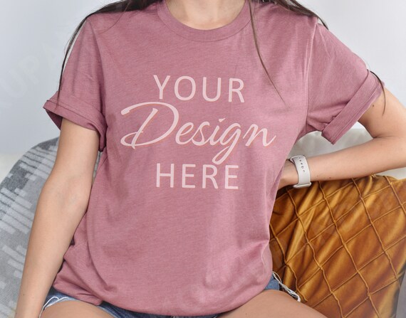 Bella Canvas 3001 Mockup, Heather Mauve 3001 Mockup, Bella Canvas Model Mock, Tshirt Mockup 3001, Heather Mauve Tee Bella Canvas, Tee Mock