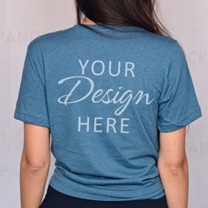Bella Canvas 3001 Mockup, Back Heather Deep Teal 3001 Mockup, Bella Canvas Model Mockup, Tshirt Mockup 3001, Back Mockup Heather Deep Teal