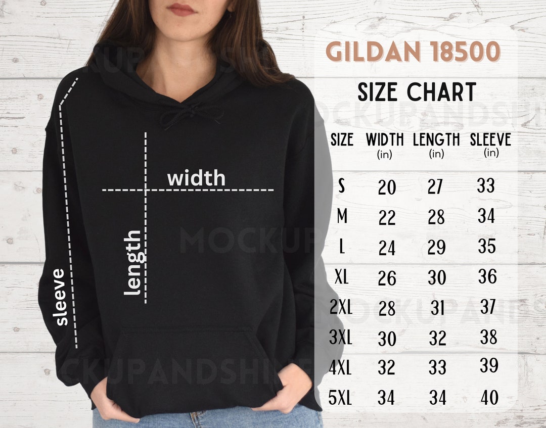 Gildan 18500 Size Chart, Gildan Hooded Sweatshirt Size Chart, Gildan ...