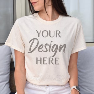 Gildan 5000 Mockup, Natural T-Shirt Mockup, Summer Model Mockup G5000, Gildan Shirt Mock ups, Natural Tee Mocks, Gildan 5000 Mockup Outdoor