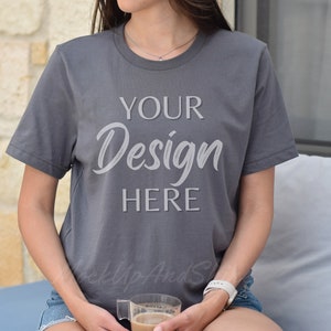 Bella Canvas 3001 Mockup, Bella Canvas Asphalt Mockup, Tshirt Model Mockup, Tee Mock 3001, Asphalt Bella Canvas Tee, Oversized Bella Canvas
