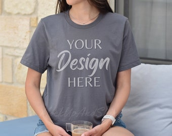 Bella Canvas 3001 Mockup, Bella Canvas Asphalt Mockup, Tshirt Model Mockup, Tee Mock 3001, Asphalt Bella Canvas Tee, Oversized Bella Canvas