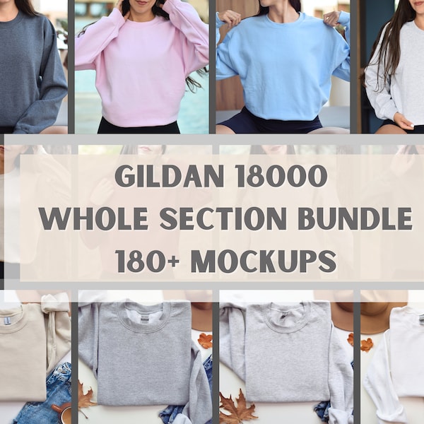 Gildan 18000 Mockup Bundle, Ganze Abschnitt 18000 Mockup Bundle, Gildan Crewneck Pack, Gildan 18000 Bundle, Gildan Sweatshirts Gesamtes Bundle