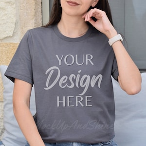 Bella Canvas 3001 Mockup, Bella Canvas Asphalt Mockup, Tshirt Model Mockup, Tee Mock 3001, Asphalt Bella Canvas Tee, Oversized Bella Canvas