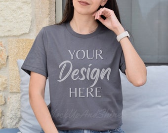Bella Canvas 3001 Mockup, Bella Canvas Asphalt Mockup, Tshirt Model Mockup, Tee Mock 3001, Asphalt Bella Canvas Tee, Oversized Bella Canvas