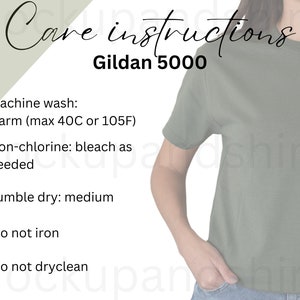 Gildan 5000 Care Instructions, G5000 Washing Instructions Chart, Gildan 5000 T-shirt, Gildan Unisex Heavy Cotton Tee, Gi5000 Instructions