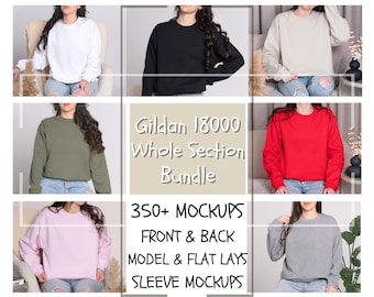 Gildan 18000 Mockup Bundle, Whole Section 18000 Mockup Bundle, Gildan Crewneck Pack, Gildan 18000 Bundle, Gildan Sweatshirts Entire Bundle