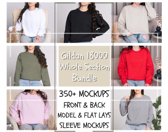 Gildan 18000 Mockup Bundle, Whole Section 18000 Mockup Bundle, Gildan Crewneck Pack, Gildan 18000 Bundle, Gildan Sweatshirts Entire Bundle