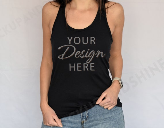 Next Level 1533 Mockup, Black 1533 Tank Top Mockup, Next Level Black Racerback Tank Top, Model Mockup 1533 Black, Black Next Level Mockup