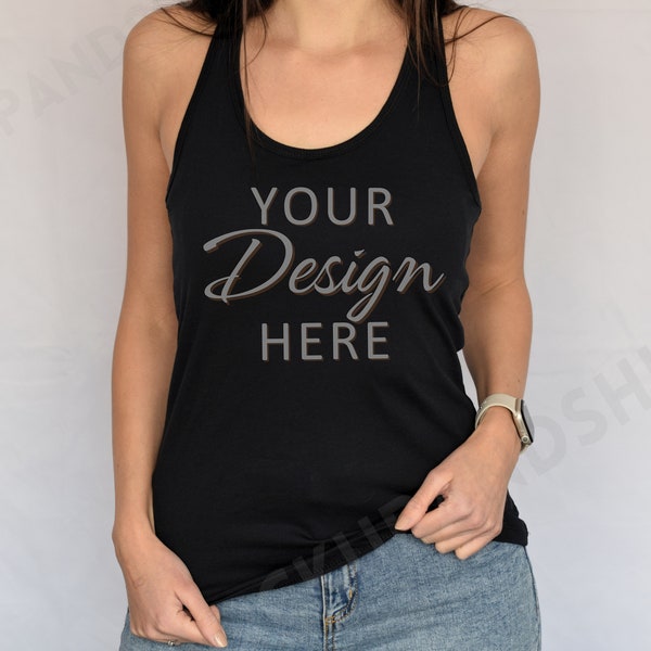 Next Level 1533 Mockup, Black 1533 Tank Top Mockup, Next Level Black Racerback Tank Top, Model Mockup 1533 Black, Black Next Level Mockup