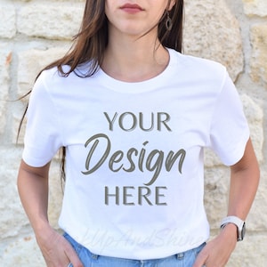 Bella Canvas 3001 Mockup, White 3001 Tshirt Mockup, Model Mockup 3001, Outdoor Bella Canvas White Tshirt Mockup, Summer White Tee 3001 Mock