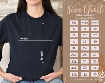 Gildan 5000 Size Chart, Gildan 5000 T-shirt Size Chart, Gildan Unisex Heavy Cotton Tee Size Chart, Gi5000 Size Charts, G5000 Tshirts