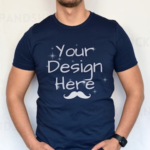 Bella Canvas 3001 Mockup, Male Bella Canvas 3001 Navy Mockup, Male Model Mockup 3001 Navy, Blue Tshirt Mockup 3001 Men, Navy Tshirt Mocks