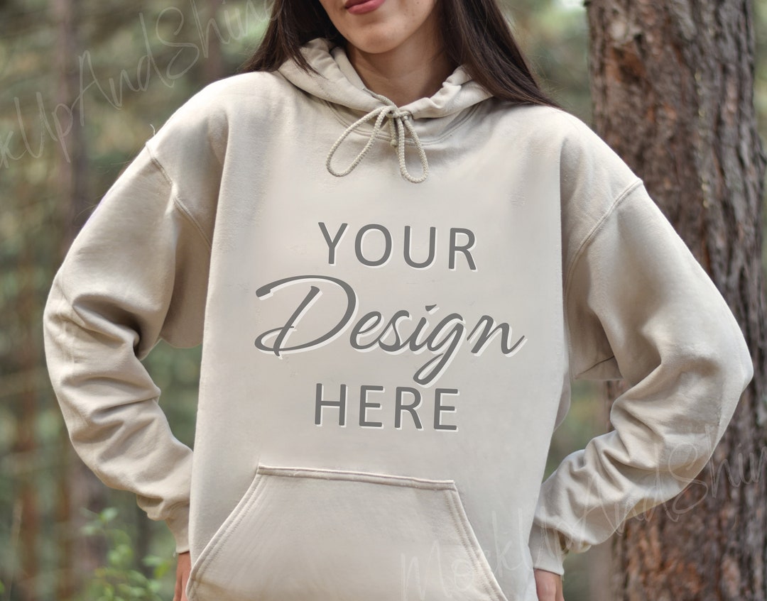 Gildan Heavyweight Hooded Sweatshirt 18500 - Sand, Size Large