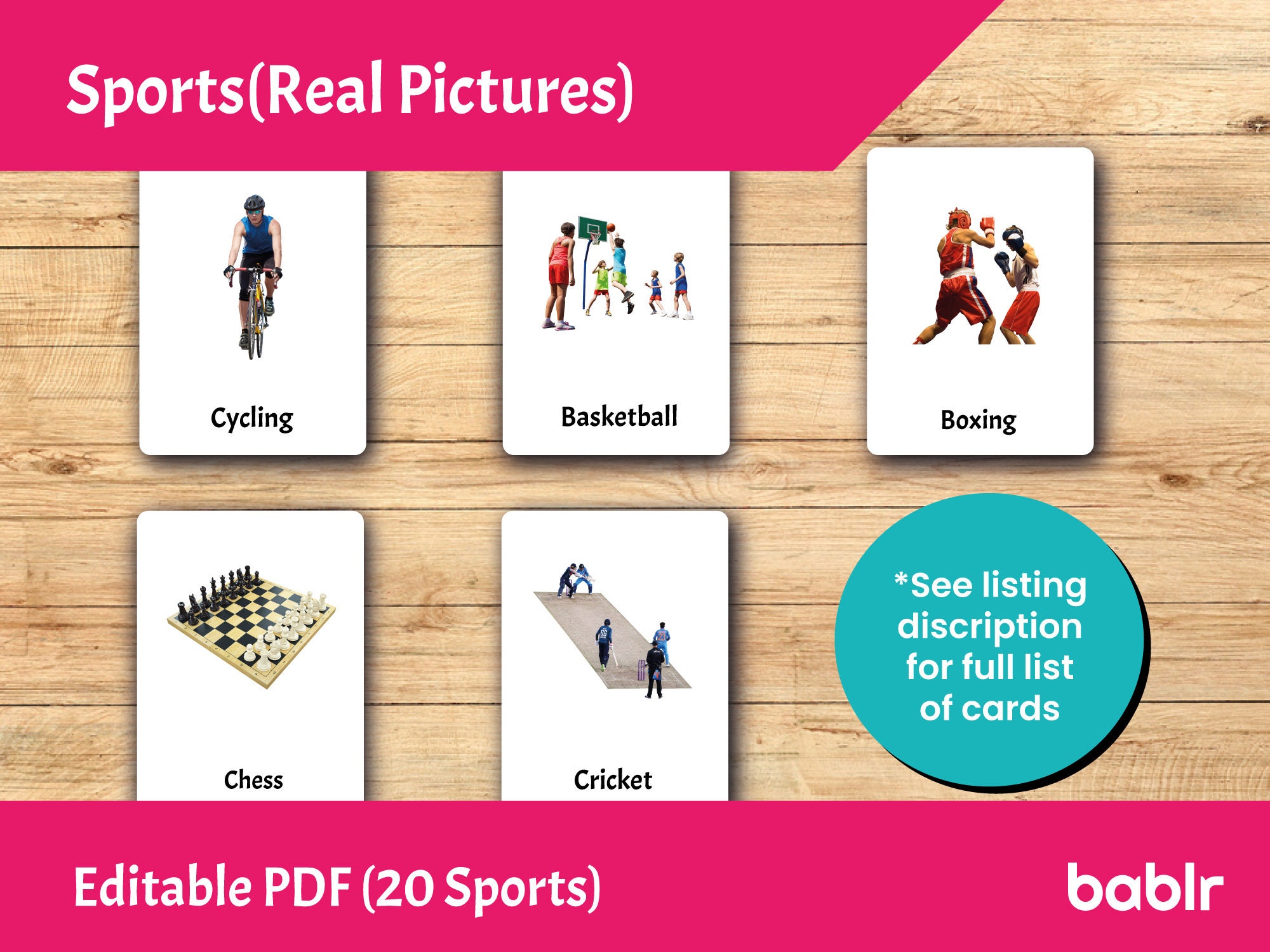 Sports (real Pictures) • Editable Montessori Cards • PDF Printable ...