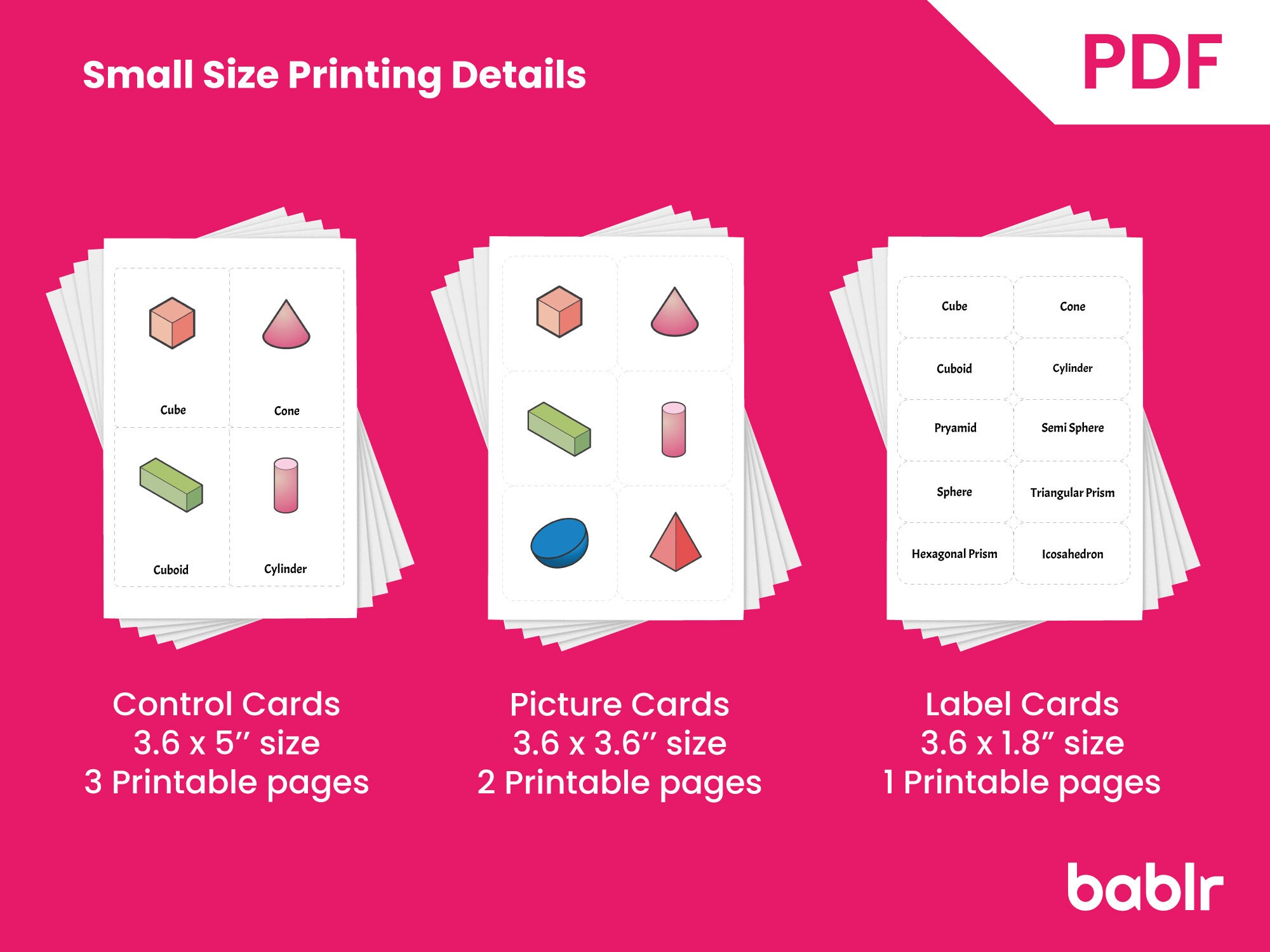 3D Shapes • Editable Montessori Cards • PDF Printable Kids Flashcards ...