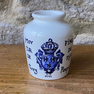Vintage French &#39;Moutarde&#39; Pot - Dijon Grey - Poupon by Digoin & Sarreguemines