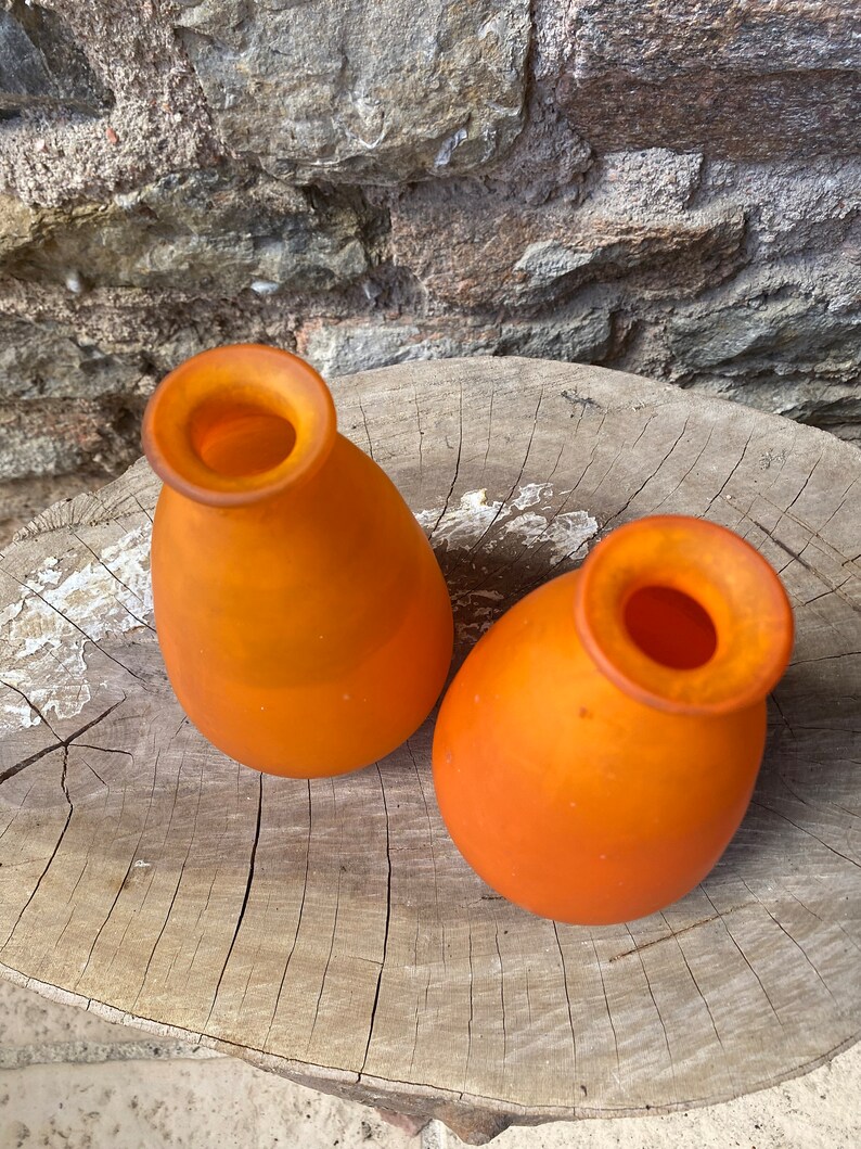 Orange Frosted Glass Vases Etsy