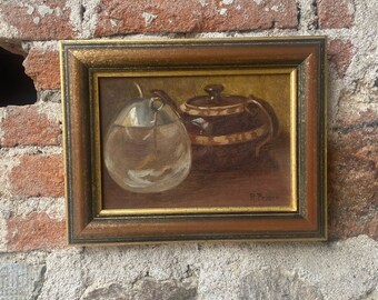 Original Framed Oil on board of a 'Tea Pot and Infuser'