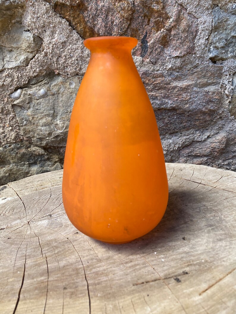 Orange Frosted Glass Vases Etsy