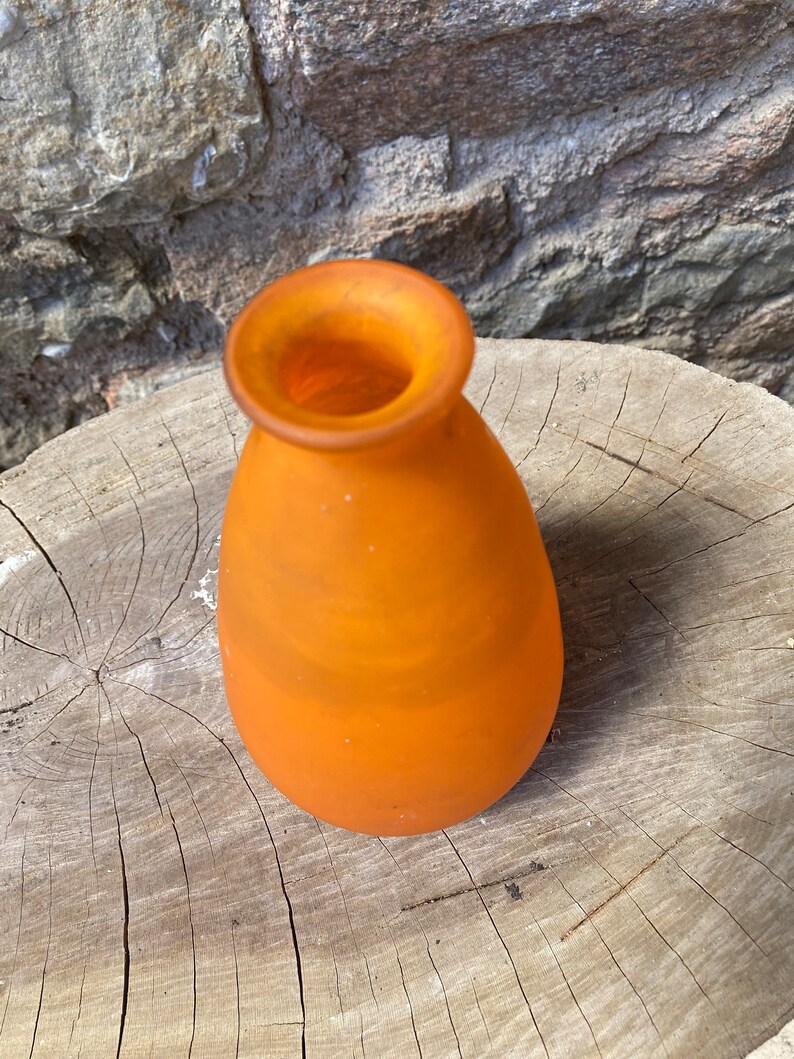 Orange Frosted Glass Vases Etsy