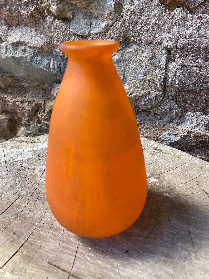 Orange Frosted Glass Vases Etsy
