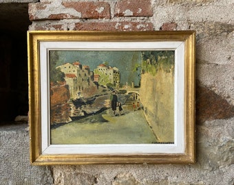 Framed Oil on board of a 'Street in Venice'