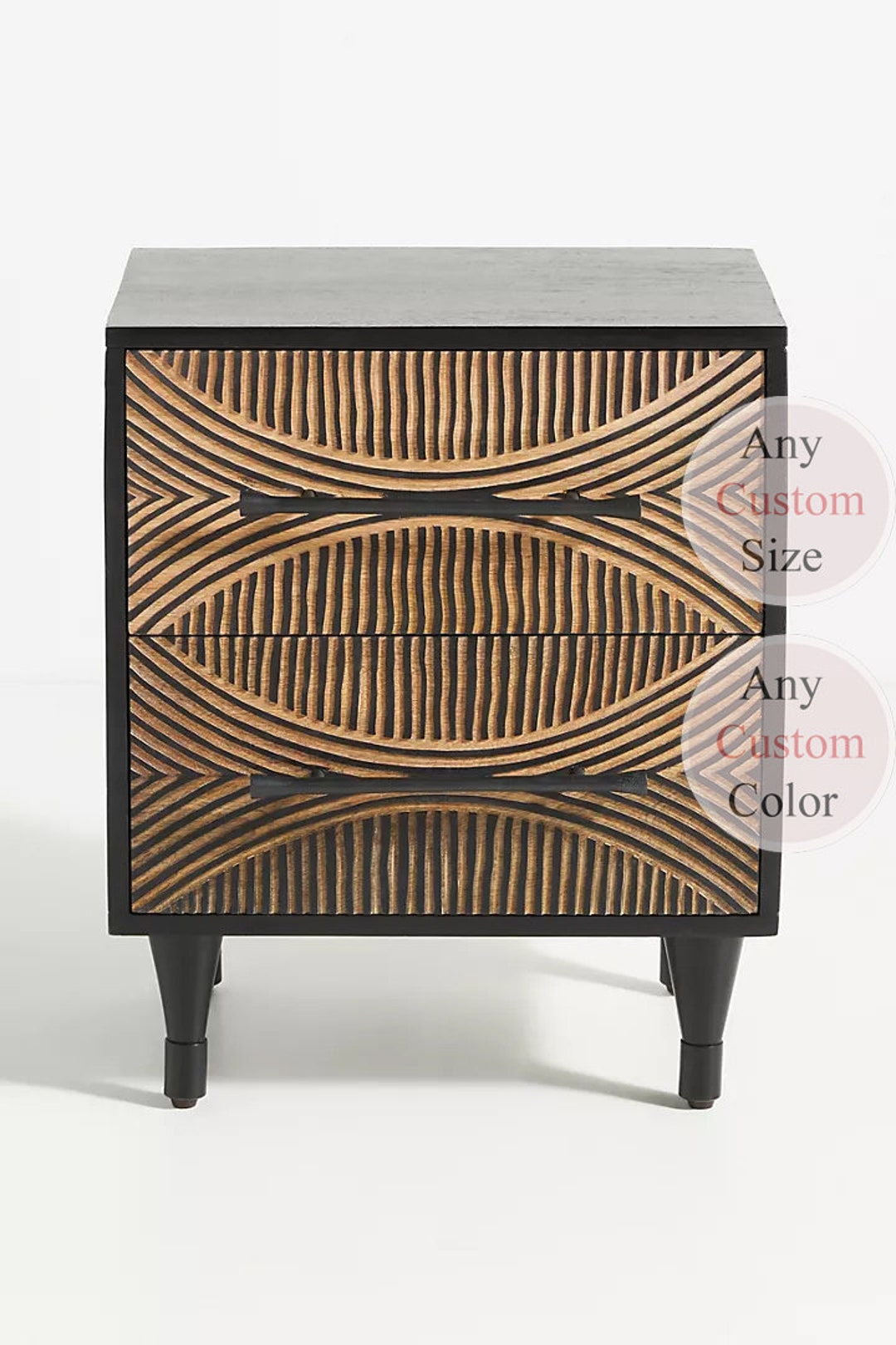Hand Carved Nightstand Carving Design Globally Inspired Wooden Etsy