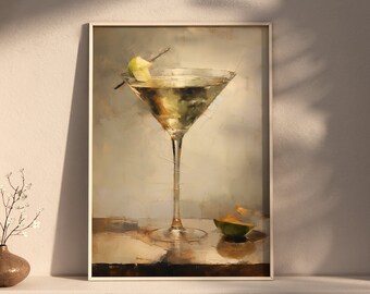 Grandpacore - Impressionistic Martini Art Print: Cocktail Bar Wall Decor