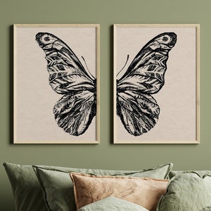 Butterfly Print Set: Vintage Boho Wall Art (Set of 2)