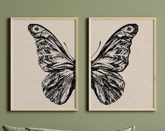 Schmetterlinge Print-Set: Vintage Boho Wandkunst (2er-Set)