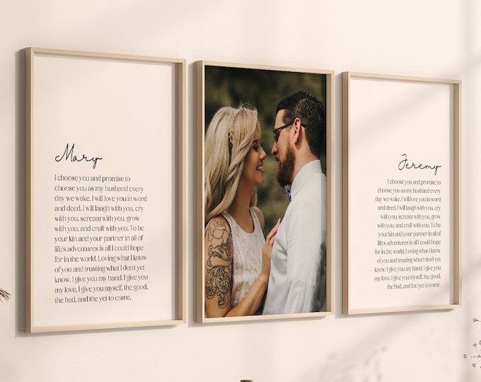 Custom Wedding Vows Prints | Set of 3 | Custom Anniversary Gift | Personalized Wedding Vows | Custom Wedding Gift Idea | Wedding Vow Art