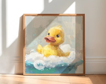 Rubber Duck Art | Funny Bathroom Wall Art | Whimsical Bathroom Decor | Colorful Canvas Print | Unique Wall Art | Housewarming Gift