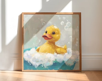 Arte de patitos de goma / Decoración de pared original para el baño / Lámina de patito en tonos pastel / Decoración de pared para la habitación infantil / Decoración divertida para el baño / Regalo ideal para inauguración de casa