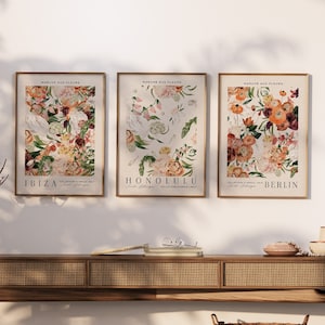 Flower Prints | Flower Market Set of 3 Prints | Botanical Print | Autumn Flower Market | Gallery Wall Set | Flower Poster | Decor | Dorm