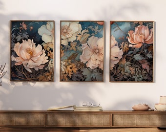 Grandpacore - Flores Celestiales / Impresión Art Nouveau / Art Déco / Impresión Art Déco / Arte moderno / Arte mural botánico / Sin marco / Dormitorio