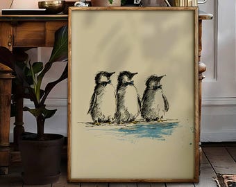 Three Penguins in Bow Ties | Playroom Wall Art | Playroom Wall Art | Playroom Prints | Penguin Gift | Nursery Wall Art | Kids Room Decor