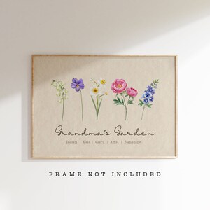 Grandma's Garden Print | Birth Flower Bouquet | Unique Holiday Gift | Custom Mother Day Gift | Birth Month Flower Art | Custom Gift