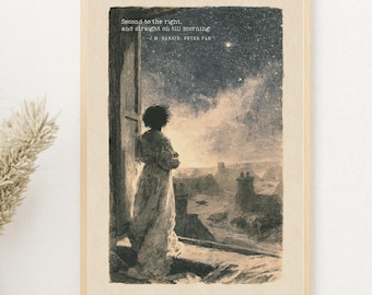 Peter Pan Print | J.M. Barrie Quote | Book Lover Gift | Vintage Literary Wall Art | Nursery Wall Decor | Matte Paper Print | New Born Gift