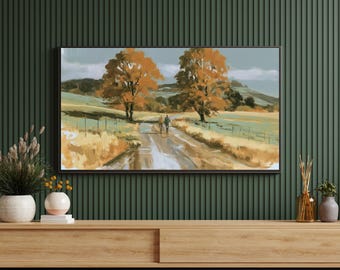 Samsung-Rahmen-TV-Kunst, Landschaftsmotiv, Herbstdeko, Französischer Landhausstil, Wandbild im Bauernhausstil, TV-Rahmen-Kunst, Digitaler Download