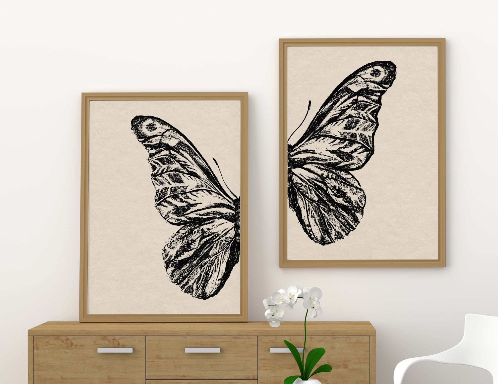 Butterfly Print Set: Vintage Boho Wall Art (set of 2) - Etsy
