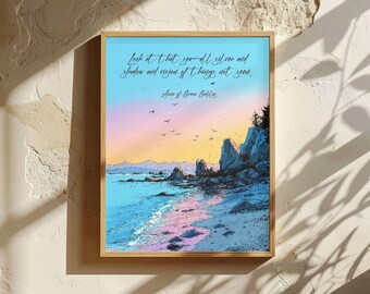 Anne of Green Gables Print | Bookish Wall Art | Library Decor | Coastal Wall Art | Book Lover Gift | Reading Nook Decor | Digital Download