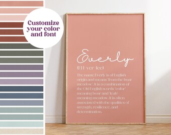 Personalized Baby Name Meaning Print: Custom Nursery Decor