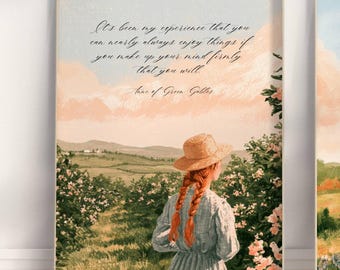 Anne of Green Gables Kunstdruck, Wandbild im Cottagecore-Stil – Druckbares Wandbild, Wandbild für Bücherliebhaber, Bücherregal-Deko, Geschenk für Bücherfreunde, Sofort-Download